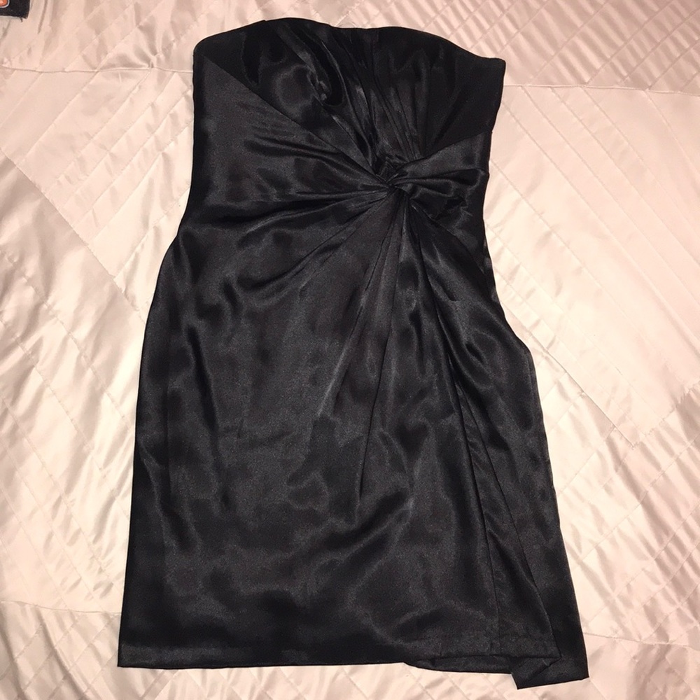 Black Satin Strapless Dress